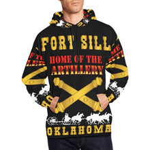 Load image into Gallery viewer, Men&#39;s All Over Print Hoodie (USA Size) (Model H13) - Army - Fort SIll, Home of Artillery w Cassion - Gold
