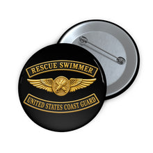 Load image into Gallery viewer, Custom Pin Buttons - USCG - Aviation Rescue Swimmer w txt - 3D - Enhanced
