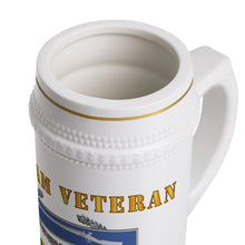 Load image into Gallery viewer, Classic Ceramic Beer Stein Mug, White Porcelain Stein with Gold Trim | German-Style Tankard - Army - Vietnam Veteran - Cbt Infantryman w CIB VN SVC
