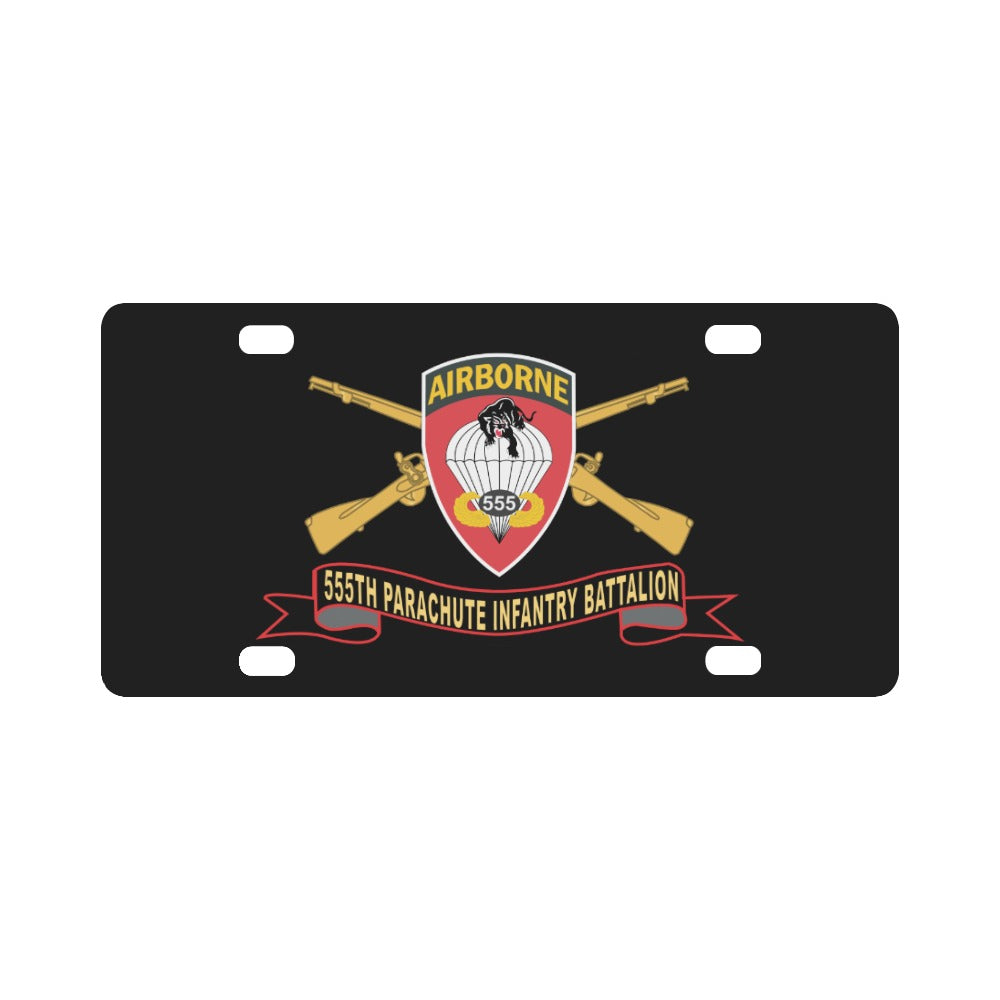 Army - 555th Parachute Infantry Battalion - SSI - Black - Red w Br - Ribbon X 300 Classic License Plate