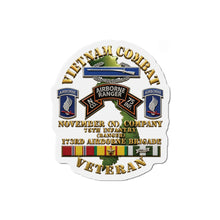Load image into Gallery viewer, Die-Cut Magnet - Army - Vietnam Combat Vet - N Co 75th Infantry (Ranger) - 173rd Airborne Bde SSI - 3D - Enhanced
