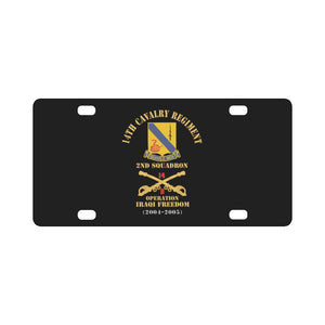 Army - 14th Cavalry Regiment w Cav Br - 2nd Squadron - Operation Iraqi Freedom - 2004 - 2005 - Red T Classic License Plate