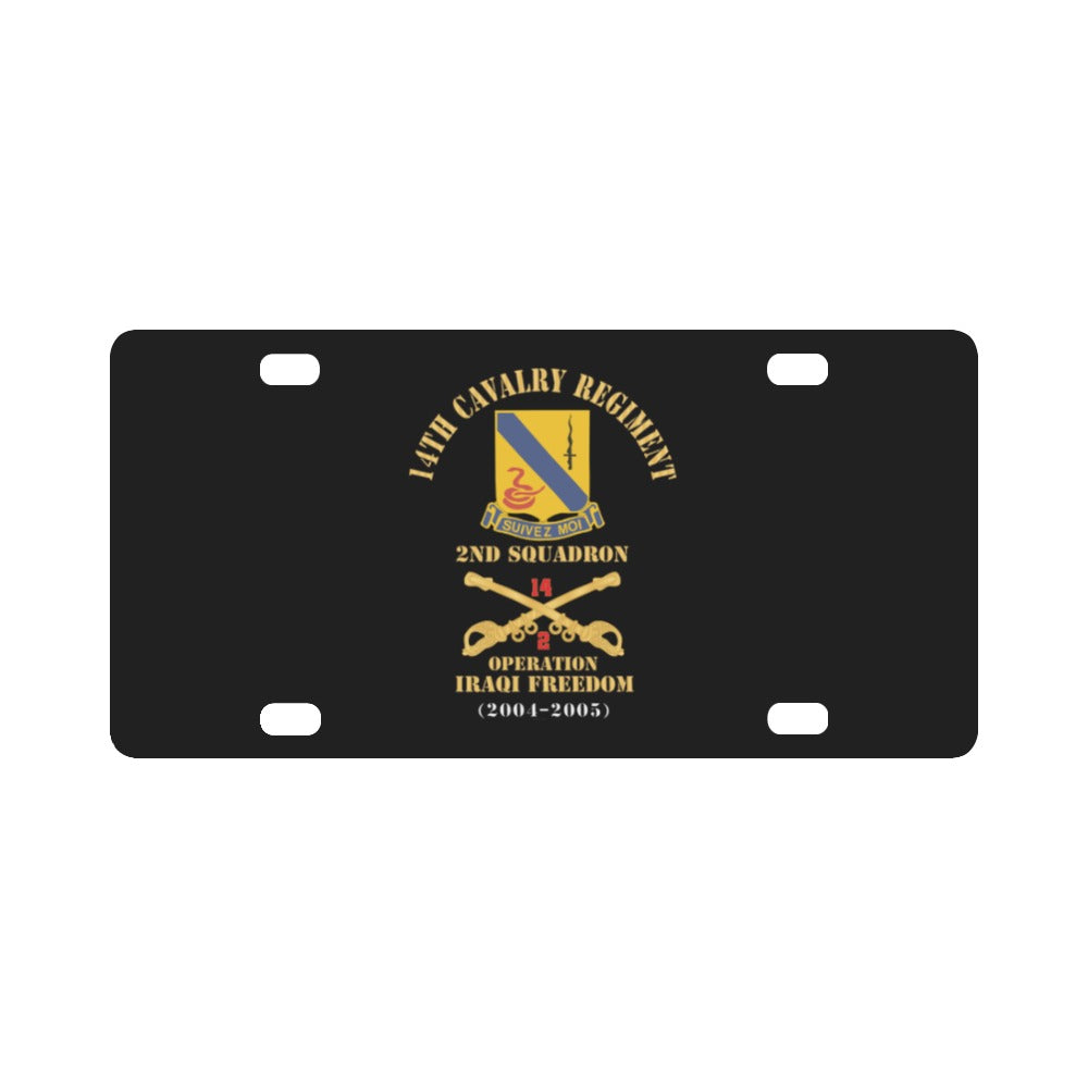 Army - 14th Cavalry Regiment w Cav Br - 2nd Squadron - Operation Iraqi Freedom - 2004 - 2005 - Red T Classic License Plate