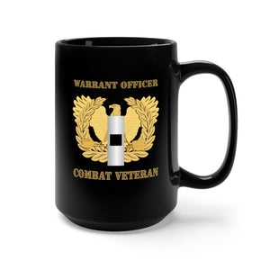 Black Mug 15oz - Emblem - Warrant Officer - WO1 - Combat Veteran X 300