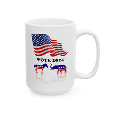 Load image into Gallery viewer, White Ceramic Mug 15oz - USA - VOTE 2024 X 300
