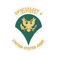 Load image into Gallery viewer, Kiss-Cut Stickers - Army - Enlisted - SPC 4 - Specialist 4  - Std - Retired X 300
