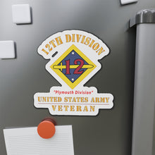 Load image into Gallery viewer, Die-Cut Magnets - Army - SSI - 12th Division - Plymouth Division - US Army Veteran X 300

