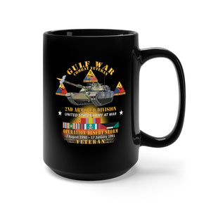 Black Mug 15oz - Desert Storm - 2nd Armored Div - Combat Veteran w GULF SVC X 300