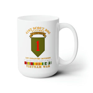White Ceramic Mug 15oz - Army - 41st  Scout Dog Platoon 1st Infantry Division w VN SVC