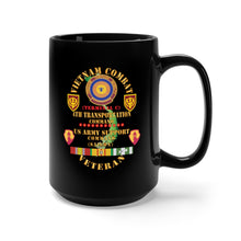 Load image into Gallery viewer, Black Mug 15oz - Army - Vietnam Combat Veteran w 4th Transportation Command, US Army Support Cmd Saigon w VN SVC X 300
