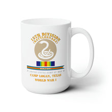 Load image into Gallery viewer, White Ceramic Mug 15oz - Army - 15th Division - Rattlesnake - Camp Logan Tx - WWI
