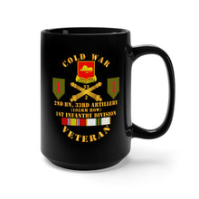 Load image into Gallery viewer, Black Mug 15oz - Army - Cold War  Vet - 2nd Bn 33rd Artillery - 1st Inf Div SSI
