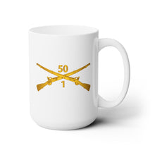 Load image into Gallery viewer, White Ceramic Mug 15oz - Army - 1st Bn, 50th Infantry  Branch wo Txt
