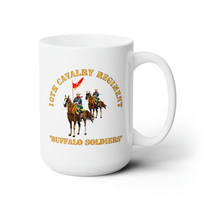 White Ceramic Mug 15oz - Army - 10th Cavalry Regiment w Cavalrymen - Buffalo Soldiers