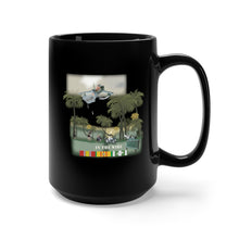 Load image into Gallery viewer, Black Coffee Mug 15oz - Army - In the Wire - Vietnam w Close Air Strike
