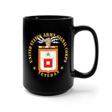 Load image into Gallery viewer, Black Mug 15oz - Army - US Army Signal Corps Veteran w Signal COA wo Backgrnd X 300
