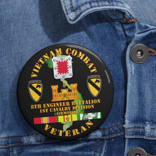 Load image into Gallery viewer, Custom Pin Buttons - Vietnam Combat Cavalry Veteran w 8th Engineer Bn - 1st Cav Div
