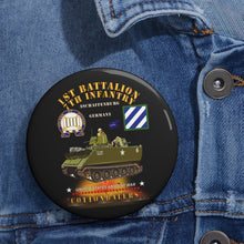 Load image into Gallery viewer, Custom Pin Buttons - 1st Bn 7th Infantry - Aschaffenburg FRG - M113 APC - CottonBalers X 300
