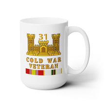 Load image into Gallery viewer, White Mug 15oz - Army - 31st Engineer Battalion - ENG Branch - Cold War Vet w COLD SVC
