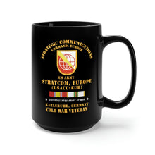 Load image into Gallery viewer, Black Mug 15oz - Army - SSI, USA STRATCOM, EUR, Karlsruhe, Germany w COLD SVC X 300
