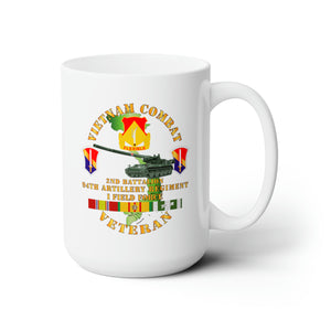 White Ceramic Mug 15oz - Army - Vietnam Combat Vet - 2nd Bn 94th Artillery - I Field Force w M107