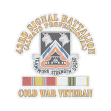 Load image into Gallery viewer, Kiss - Cut Stickers - Army - 43rd Signal Battalion - Cold War Veteran - DUI w COLD SVC X 300
