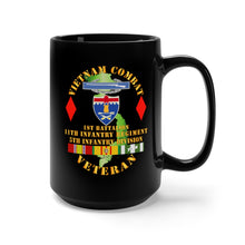 Load image into Gallery viewer, Black Mug 15oz - Army - Vietnam Combat Vet - 1st Bn 11th Infantry - 5th Inf Div SSI
