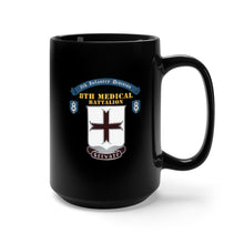 Load image into Gallery viewer, Black Mug 15oz - 8th Medical Battalion, 8th Infantry Division Scroll - DUI  X 300
