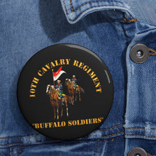 Load image into Gallery viewer, Custom Pin Buttons - 10th Cavalry Regiment w Cavalrymen - Buffalo Soldiers
