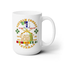 Load image into Gallery viewer, White Ceramic Mug 15oz - Army - Vietnam Combat Veteran w 1st Bn - 50th Inf - 3rd Bde 4th Inf Div 1968 w VN SVC
