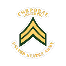 Load image into Gallery viewer, Kiss-Cut Stickers - Army - Corporal - CPL - Retired - Flat X 300
