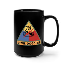 Load image into Gallery viewer, Black Mug 15oz - 759th Tank Battalion SSI w NameTape - Devil Doggers X 300
