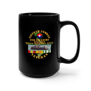 Black Mug 15oz - Vietnam Combat Vet w 9th Inf Div - Mobile Riverine Force w VN SVC