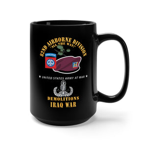 Black Mug 15oz - Army - 82nd Airborne Div - Beret - Mass Tac - Maroon  - 82nd Avn Regt - Demolitions - Iraq War