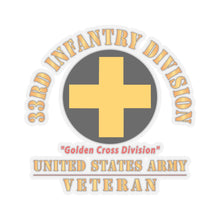 Load image into Gallery viewer, Kiss - Cut Stickers - Army - SSI - 33rd Infantry Division - Golden Cross Division - US Army Veteran X 300
