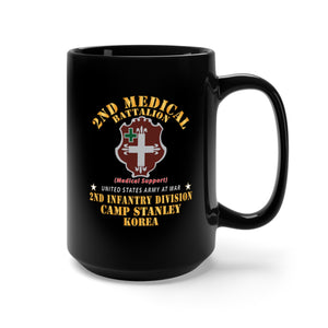 Black Mug 15oz - 2nd Medical Battalion - DUI  - Camp Stanley -  Korea V1 X 300