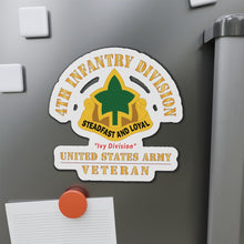 Load image into Gallery viewer, Die-Cut Magnets - Army - DUI - 4th Infantry Division - Ivy Division - US Army Veteran X 300
