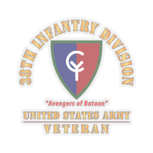 Load image into Gallery viewer, Kiss - Cut Stickers - Army - SSI - 38th Infantry Division - Avengers of Bataan - US Army Veteran X 300
