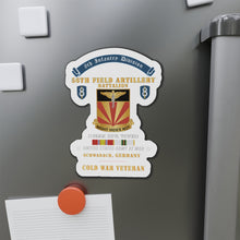 Load image into Gallery viewer, Die-Cut Magnets -SSI -8th Infantry Division Scroll - 56th Field Artillery Battalion, Schwabach, Germany- Cold War Vet
