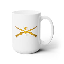 Load image into Gallery viewer, White Mug 15oz -Army - 1st Bn 41st  Infantry wo Txt X 300 - Hat
