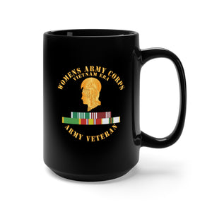 Black Mug 15oz - Womens Army Corps Vietnam Era - w ARCOM - GCMDL- WAC - NDSM - COLD X 300