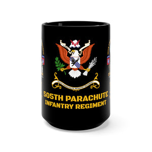 Black Mug 15oz - 505th Parachute Infantry Regiment - Combat Veteran - 505th PIR - Campaigns - Soldiers - 82nd Airborne Division