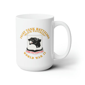 White Ceramic Mug 15oz - Army - 761st Tank Battalion - Black Panthers - WWII