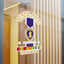 Load image into Gallery viewer, Kiss-Cut Vinyl Decals - Purple Heart - WIA w VN SVC w Purple Heart Ribbon
