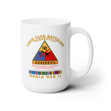 Load image into Gallery viewer, White Ceramic Mug 15oz - Army - 740th Tank Battalion - Daredevils w SSI Name Tape WWII  EU SVC
