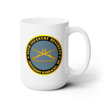 Load image into Gallery viewer, White Ceramic Mug 15oz - Army - 38th Infantry Regiment - Buffalo Soldiers - Jefferson Barracks, MO w Inf Branch
