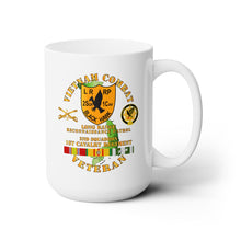 Load image into Gallery viewer, White Ceramic Mug 15oz - Army - Vietnam Combat Veteran - 2nd Squadron, 1st Cav Regt  LRRP - Black Hawk w VN SVC
