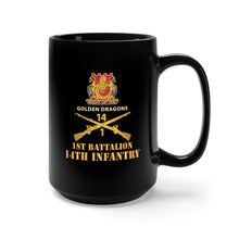 Load image into Gallery viewer, Black Mug 15oz - Army - 1st Bn 14th Infantry w DUI - Inf Branch X 300
