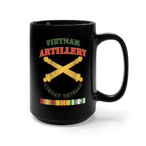 Black Mug 15oz - Army - Artillery - Vietnam - Combat Vet