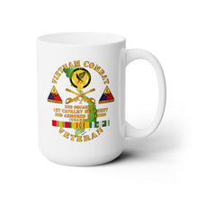 Load image into Gallery viewer, White Ceramic Mug 15oz - Army - Vietnam Combat Veteran - 2nd Squadron, 1st Cav Regt - 2nd Armor Div
